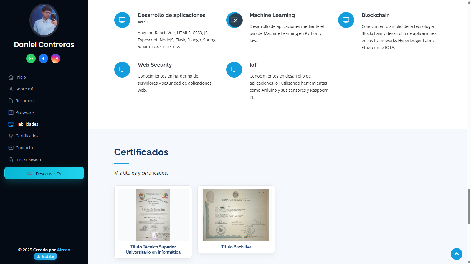 Currículum Profesional Autoadministrable